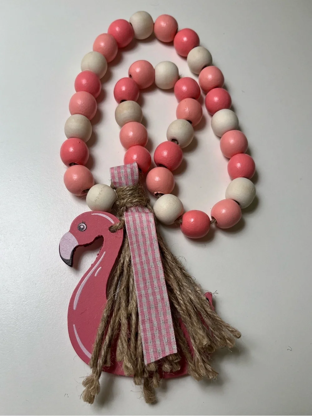 Handmade Pink Flamingo Wooden Bead Statement Necklace - Picture 3 of 3